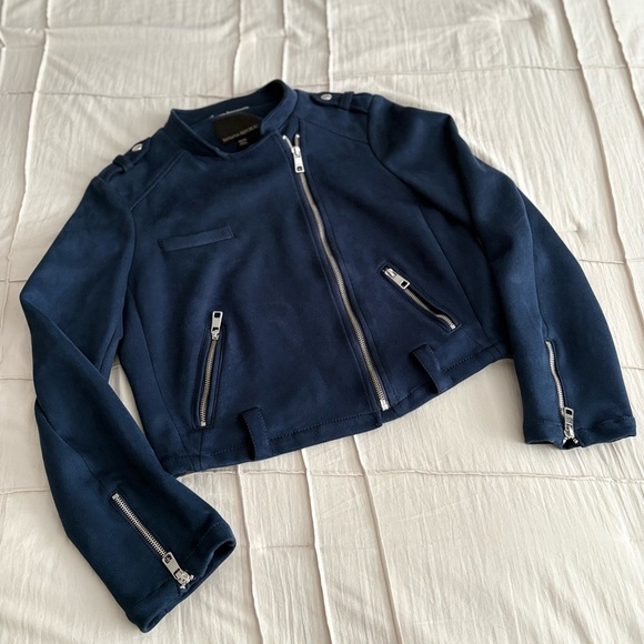 Banana Republic Navy Faux Suede Moto Jacket – Size M - Picture 3 of 4